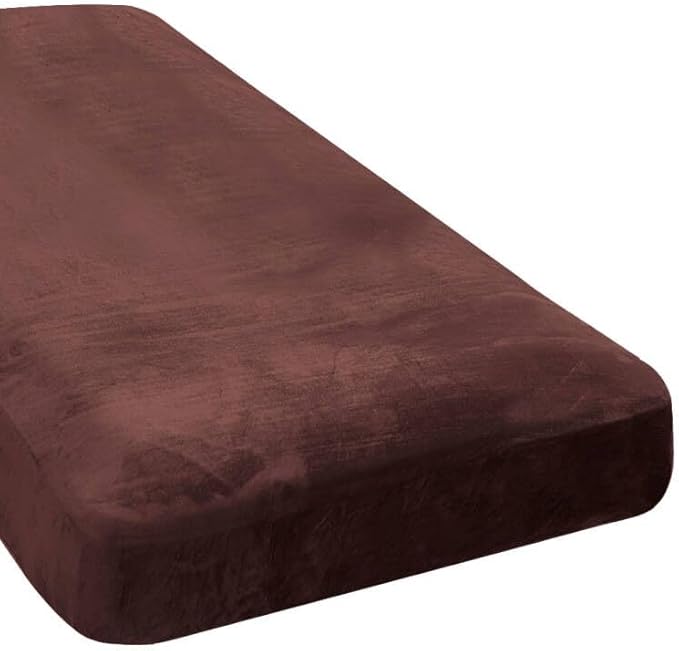 H.VERSAILTEX Velvet Stretch Individual Chaise Cover Sectional Couch Covers for L Shaped Sofa Both Left/Right Furniture Protector Seat Cushion Sofa Cover (1 Piece Chaise Cover, Brown)-Ruum Studio Home