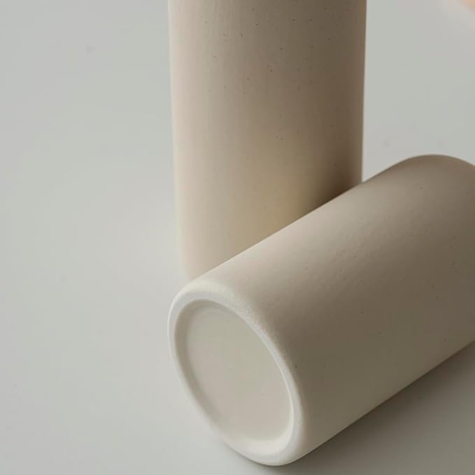 Modern Ceramic Vase Set, Neutral Colors, Decorative Vases for Home Decor, 4 Piece Collection (Beige)-Ruum Studio Home