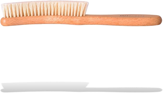 Valentino Garemi Traditional Hat Cleaning Brush | Remove Dust, Dry Stains, Rain Spots, Sweat Marks, Pet or Human Hair | Genuine Boar Hair Made in Germany (White Bristles)-Ruum Studio Home