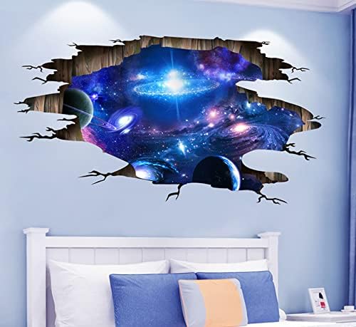 Blue Purple Galaxy Wall Decals, Removable Sticker,The Art Magic 3D Milky Way Dreamscape Home Decor (4 Sheets)-Ruum Studio Home