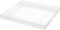 White Rectangular 18x20 Inches Acrylic Ottoman Tray Decorative Serving Tray with Cutout Handles Organizer Tray on Coffee Table Countertop Big Breakfast Bed Tray Living Room Appetizer Serving Food-Ruum Studio Home
