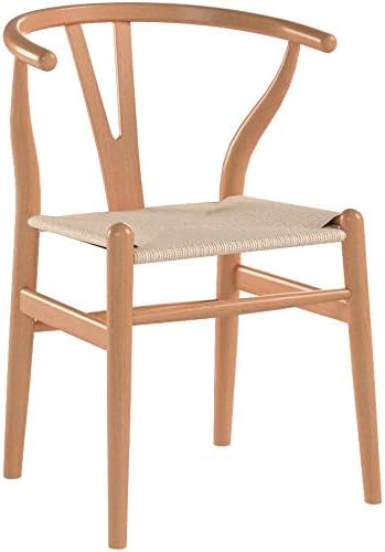 POLY & BARK Weave Dining Chairs – Mid-Century Modern Wishbone Dining Chairs with Arms, Solid Wood Frame, Indoor Use – Natural – Set of 2 - Ideal for Dining Room, Kitchen or Stylish Accent Setting-Ruum Studio Home