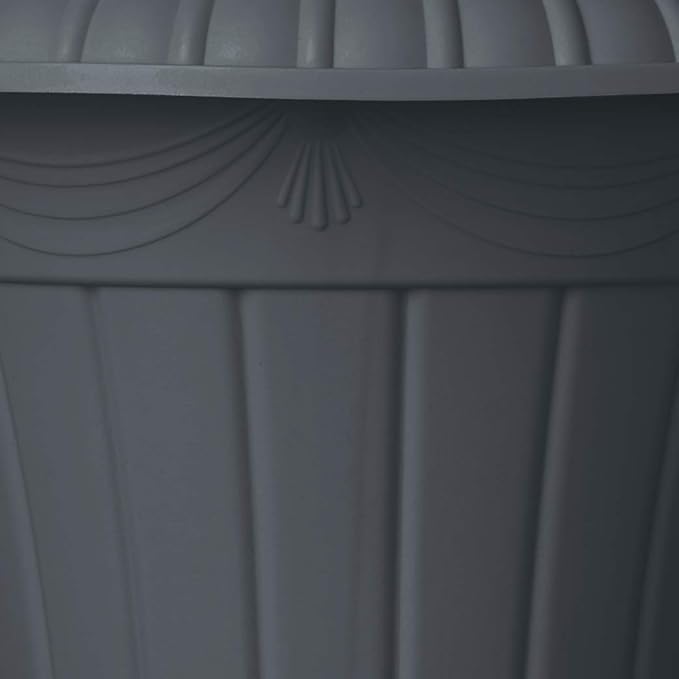 PL20GY Classic Traditional Plastic Urn Planter Indoor/Outdoor, 10" x 12", Gray-Ruum Studio Home