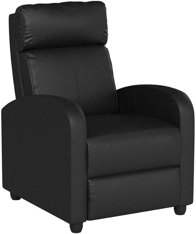 BestMassage | Recliner Chair | with 2 Point Massage Function | Black | with Lumbar Support, Adjustable Push Back, Wide Armrests, Footrest & Padded Seat | Easy Assembly | for Living Room, Home Theatre-Ruum Studio Home