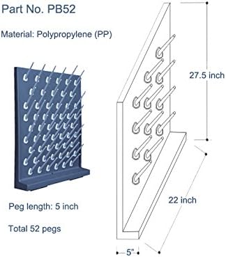 Pegboard Bench-top/Wall-Mount Laboratory Glassware Drying Rack with 52 Pegs - Black-Ruum Studio Home