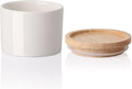 Sweejar Kitchen Canisters Ceramic Food Storage Jar, Stackable Containers with Airtight Seal Wooden Lid for Serving Ground Coffee, Tea, Sugar, Spice and More - 5 Fl Oz(White)-Ruum Studio Home