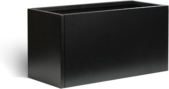 Galvanized Steel Metal Planter Rectangular Indoor Black Planter Box Large Outdoor Planters Steel 25" Lx 11" W x 13" H Commercial Residential for Patio, Deck, Garden-Ruum Studio Home