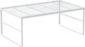 Kitchen Cabinet Storage Shelf Stackable Wire Spice Rack Organizer Heavy Duty Space Saver for Bathroom Bedroom Closet Laundry Room Office Countertop - White, Pack 1-Ruum Studio Home