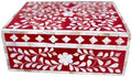 Decorative Storage Box Of Mother Of Pearl Inlay Floral Design Wooden Storage Box For Home Decoration For Living Dining & Bedroom (Red_9x6x3.5 inch)-Ruum Studio Home