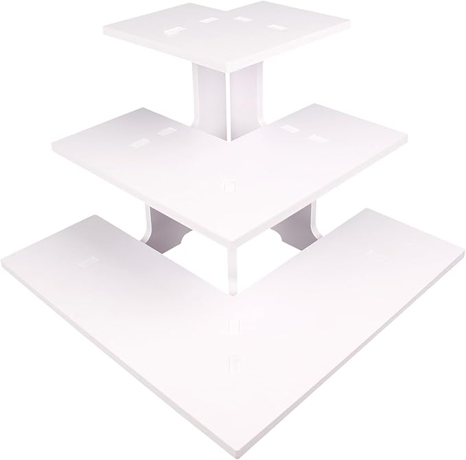 WANLIAN 3-Tier Corner Retail Table Display Stand, Portable Display Rack Shelves for Vendors, Craft Shows, Farmers Market, Pop Up Shop Countertop White Risers for Display, Soap, Candles, Tumblers-Ruum Studio Home