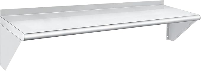 HARDURA Stainless Steel Shelf 14" x 60", 350lb Commercial Shelves Wall Mount Metal Shelving with Backsplash and Brackets for Kitchen, Restaurant, Laundry Room and Home-Ruum Studio Home