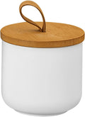 Ceramic Storage Jars, Modern Elegant Highly Polished Airtight Gorgeous Storage Canisters with Wooden Lid Small Food Stroage Jar for Kitchen Spice Tea Vanilla Sugar Coffee Beans (White trumpet)-Ruum Studio Home