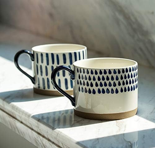 Koja 15 oz. Elegant Hand Painted Decorative Large Porcelain Ceramic Mug Set. 4 Decorative Mugs. Colorful Gift Pack. Impress & Entertain Family & Guests. Dishwasher Microwave Safe.-Ruum Studio Home