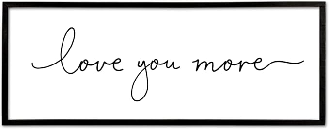 Love You More Sign Wall Decor Art 40"X15" Master Bedroom Guest Room Above Over Bed for Home Couple Rustic Large Wood Framed Wall Hanging (Black)-Ruum Studio Home