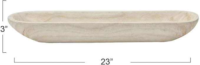 Creative Co-Op Decorative Paulownia Wood Tray, White-Ruum Studio Home