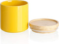 Sweejar Kitchen Canisters Ceramic Food Storage Jar, Stackable Containers with Airtight Seal Wooden Lid for Serving Ground Coffee, Tea, Sugar, Salt and More - 16 Fl Oz (Yellow)-Ruum Studio Home