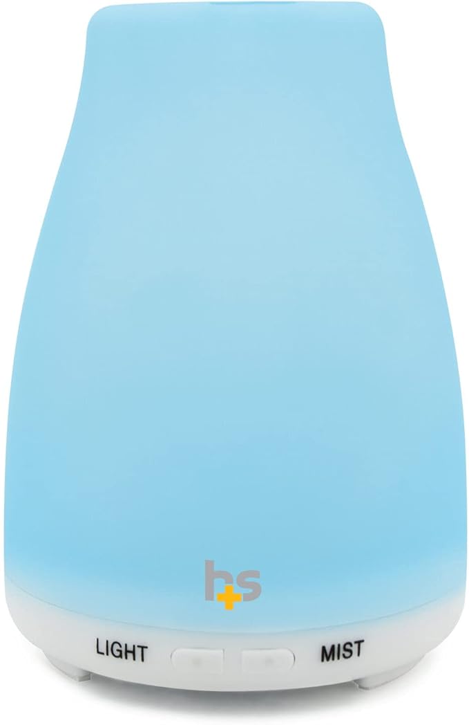 HealthSmart Essential Oil Diffuser, Cool Mist Humidifier and Aromatherapy Diffuser with 150ML Tank Ideal for Small Rooms, Adjustable Timer and Mist Mode, White-Ruum Studio Home