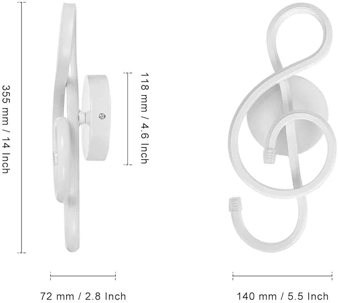XEYOU 22W Modern Wall Sconce Lighting Indoor LED Creative Wall Light Fixture Music Symbol Art Decoration Wall Lamp for Living Room Bedroom Stair Corridor, White 6000K-Ruum Studio Home