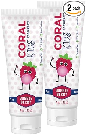 Coral White Kids Bubble Berry Fluoride Free Toothpaste - 4 Ounces (2 Pack)-Ruum Studio Home
