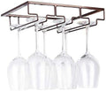 Wine Glass Rack - Under Cabinet Stemware Wine Glass Holder Glasses Storage Hanger Metal Organizer for Bar Kitchen Brown-Ruum Studio Home