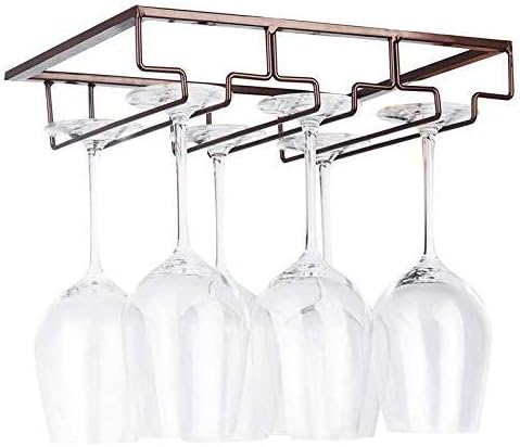 Wine Glass Rack - Under Cabinet Stemware Wine Glass Holder Glasses Storage Hanger Metal Organizer for Bar Kitchen Brown-Ruum Studio Home