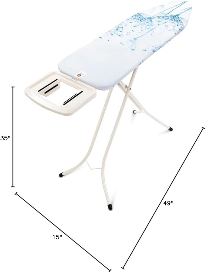 Brabantia Size B Ironing Board (49x15 in) 7 Height Options, Solid Steam Iron Rest Holder (Cotton Flower) Non-Slip Feet, Anti-Collapse Child Locks-Ruum Studio Home