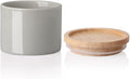 Sweejar Kitchen Canisters Ceramic Food Storage Jar, Stackable Containers with Airtight Seal Wooden Lid for Serving Ground Coffee, Tea, Sugar, Spice and More - 5 Fl Oz(Gray)-Ruum Studio Home