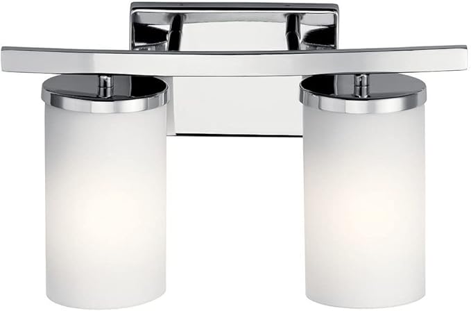 Kichler Crosby 15" 2 Light Vanity Light Satin Etched Cased Opal Olde Bronze®-Ruum Studio Home