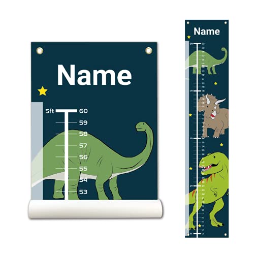 Personalized Kids Canvas Growth Chart, Kids Height Chart, Growth Chart Banner, Dinosaur Theme-Ruum Studio Home