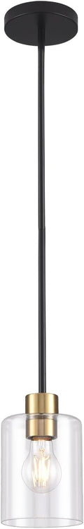 Black Brass Pendant Lights Kitchen Island - Clear Glass Pendant Light Fixture Multiple Stems Rods 3 Units 12 Inch 3 Units 4 Inch (1 Pack Black Brass Downrod)-Ruum Studio Home
