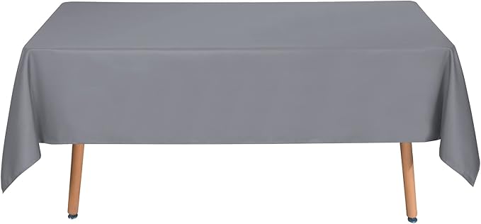 sancua Rectangle Tablecloth - 60 x 120 Inch - Stain and Wrinkle Resistant Washable Polyester Table Cloth, Decorative Fabric Table Cover for Dining Tables, Buffet Parties and Camping, Light Grey-Ruum Studio Home