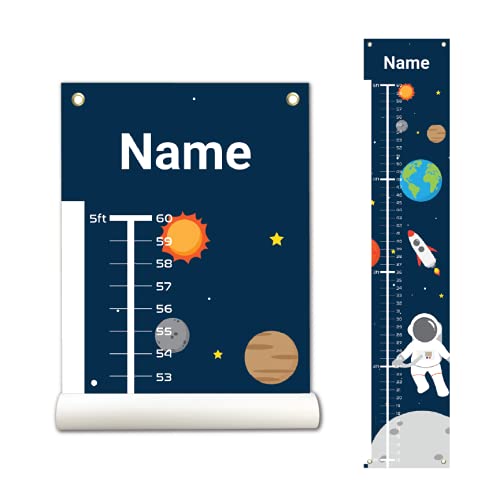 Personalized Kids Canvas Growth Chart, Kids Height Chart, Growth Chart Banner, Astronaut, Space-Ruum Studio Home