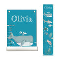Personalized Canvas Growth Chart for Kids, Height Chart for Kids, Growth Chart Banner with Name (Sea Animal)-Ruum Studio Home