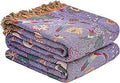 Boho Throw Blanket for Bed,100% Ultra Cotton Soft Breathable Bed Throw Floral Printed Farmhouse Decor Rustic Bed Throws for Couch Sofa Quilt Purple Flowers 60" x 80"-Ruum Studio Home