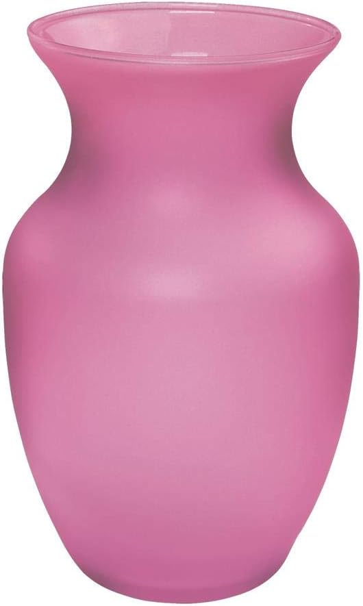 Floral Supply Online - 8" Rose Vase and Flower Guide Booklet - Decorative Glass Flower Vase for Floral Arrangements, Weddings, Home Decor or Office. (Pink)-Ruum Studio Home