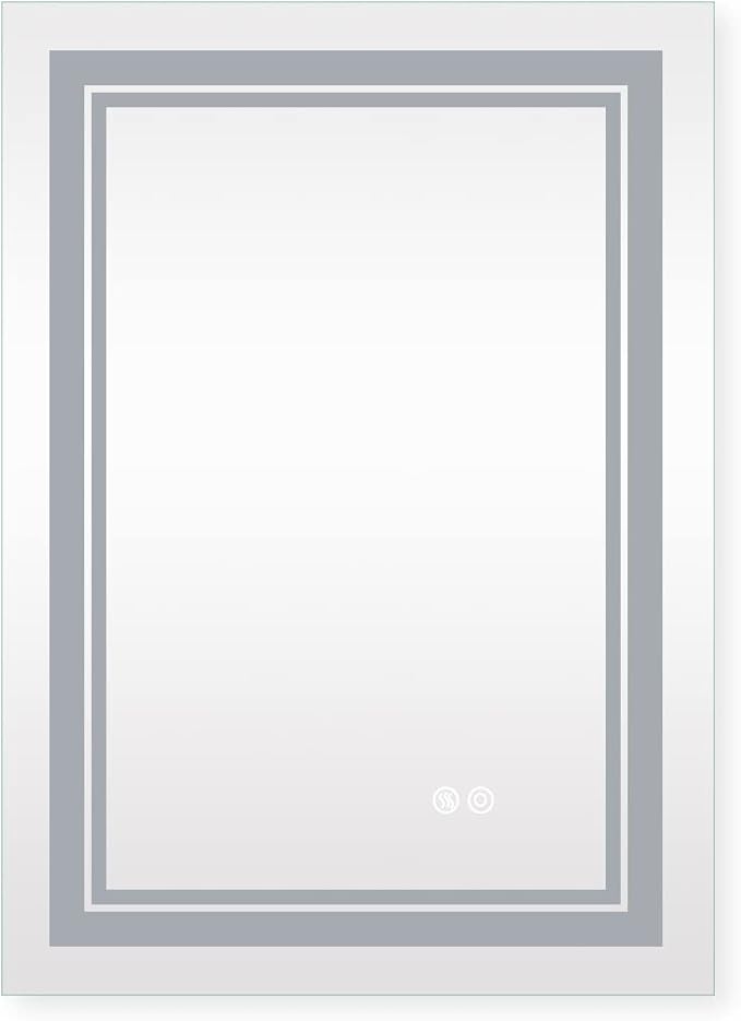 WELLFOR LED Bathroom Vanity Mirror 24 x 32 Inch, Lighted Anti-Fog Dimmable Mirror, IP44 Waterproof Wall Mounted Makeup Mirror, Packed with US Standard Plug and Touch Switch, (Horizontal/Vertical)-Ruum Studio Home