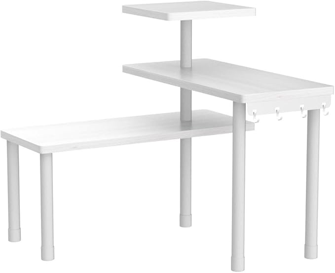 JayRex Bathroom Organizer Countertop Corner Shelf, 3 Tier Moveable Organizer for Make Up, Dresser Table, Desktop (White)-Ruum Studio Home