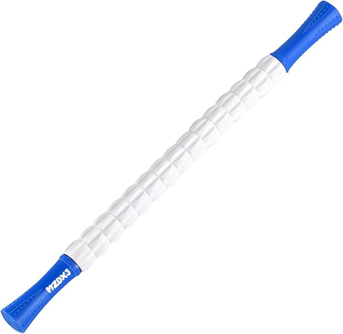 Muscle Roller Stick for Athletes - Deep Tissue Fascia Blaster & Roller Massager for Myofascial Pain Relief - Handheld Physical Therapy & Recovery Tool(Blue White-24 inch)-Ruum Studio Home