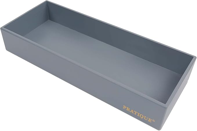 Bamboo Drawer Organizer - Kitchen Utensil Organizer Silverware Tray Cutlery Holder，Office Desk Supplies and Accessories,15 * 5.9 * 2.6,Grey-Ruum Studio Home