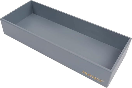 Bamboo Drawer Organizer - Kitchen Utensil Organizer Silverware Tray Cutlery Holder，Office Desk Supplies and Accessories,15 * 5.9 * 2.6,Grey-Ruum Studio Home