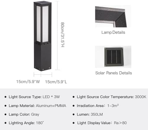 Solar Pathway Lights Outdoor, 32 Inch Modern Landscape Bollard Lighting Solar Powered Path Light, IP65 Waterproof 3000K LED Garden Luxury Lights for Driveway, Lawn, Patio, Yard, Walkway-Ruum Studio Home