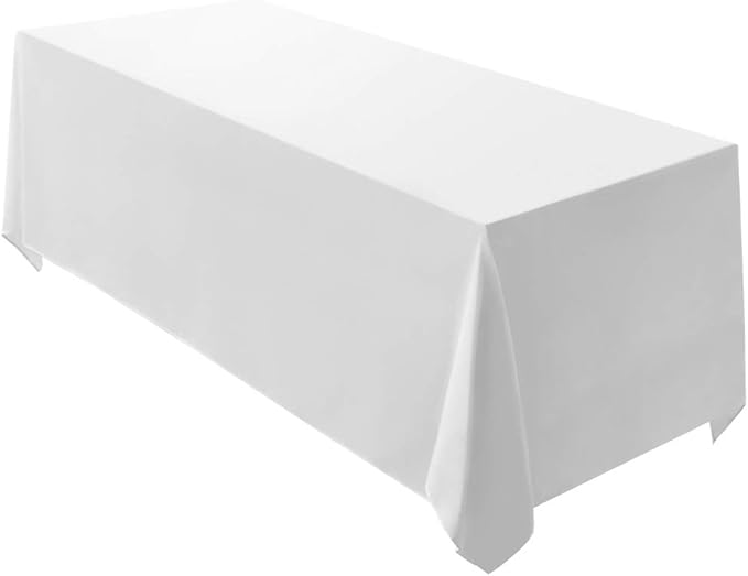 Surmente White Rectangle Tablecloth 90 x 156-inch Rectangular Polyester Table Cloth for Weddings, Banquets, or Restaurants-Ruum Studio Home
