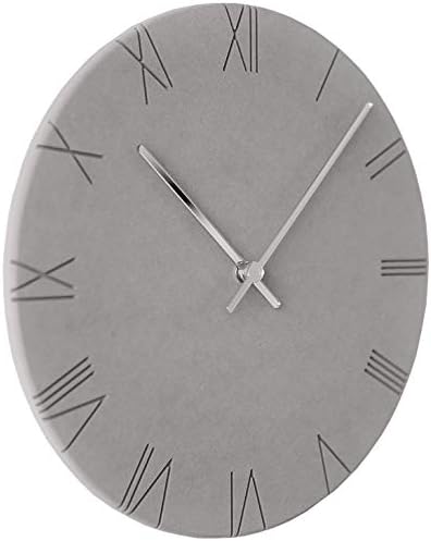 Stephanie Imports Modern Minimalist Concrete Hiding Gray Silent Wall Clock (Roman Numerals)-Ruum Studio Home