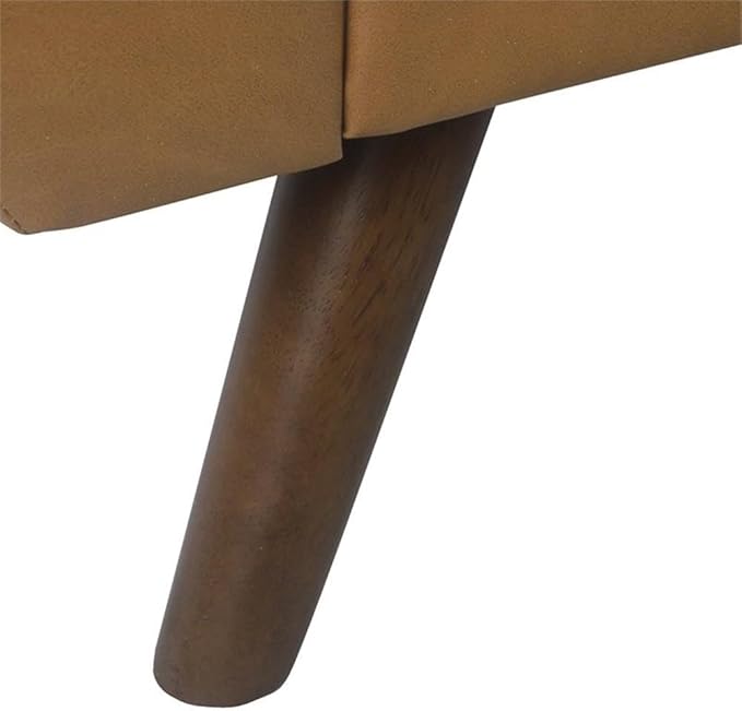 HomePop Modern Storage Bench with Wood Legs Home Décor|Bench with Storage for Living Room & Bedroom - Faux Leather Brown-Ruum Studio Home