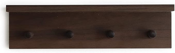 Entrance Coat Rack ，Coat Hooks, Wall-Mounted Wooden Hook Rack, Wall-Mounted Shelves are Very Suitable (Walnut Colored Finish-1)-Ruum Studio Home