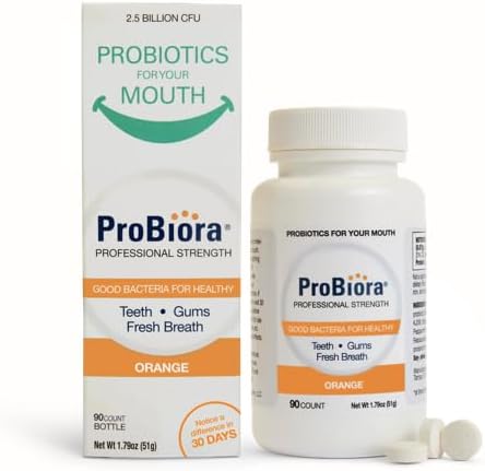 ProBiora Professional Strength Oral Probiotics for Teeth and Gums | Dental Probiotic for Oral Health | Bad Breath Treatment for Adults | Tooth Whitening | ProBiora3 Probiotic Blend | 90 Orange Tablets-Ruum Studio Home