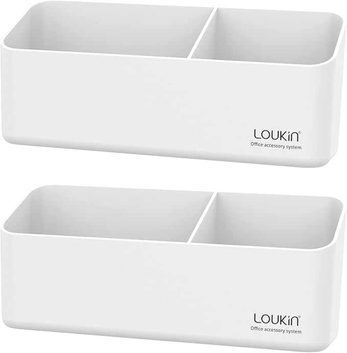 loukin Magnetic and Adhesive Marker Holder, Dry Erase Accessory Tray, Magnetic Storage Organizer for Whiteboard, Glass or Refrigerators 2 Pack(White)-Ruum Studio Home