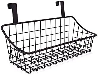 Wire Storage Basket No Drilling Wall Hanging Baskets with Adhesive for Kitchen, Bathroom, Bedroom Storage 2 Pack Black-Ruum Studio Home