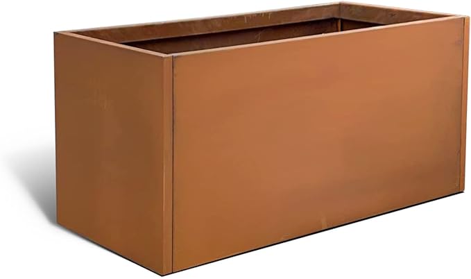 Corten Steel Planter Box Rectangular Planters Large Outdoor Planter Metal Planter Box for Tall Plant Trough Rustic Patina for Garden Yard Commercial Residential Farm 16 in x 31.5 in x 16 in-Ruum Studio Home