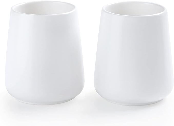 White Toothbrush Holder for Bathroom - 2Pcs Ceramic Tooth Brushing Holders Set, Toothbrush Cup & Toothpaste Organizer for Bathroom Countertop, Makeup Brush Holder, Pen Holder for Home Desktop Storage-Ruum Studio Home